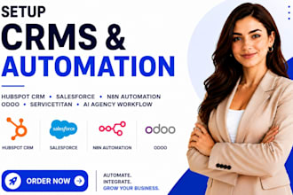 setup hubspot crm salesforce n8n automation odoo servicetitan ai agency workflow