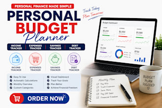 make a personal budget planner, income expenses tracker, savings, debt tracker