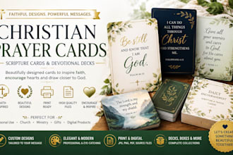 design christian prayer cards, scripture cards and devotional decks