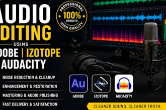 do audio editing using adobe audition, izotope rx11, podcast audio, do forensic