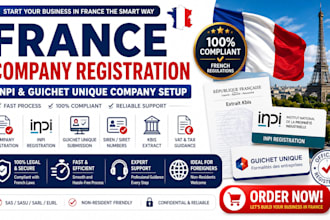assist with france company registration inpi and guichet unique company setup