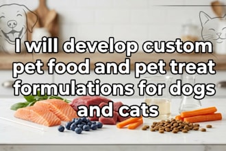 develop custom pet food and pet treat formulations for dogs and cats
