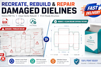 recreate rebuild and repair damaged dielines or dieline PDF files