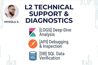 do l2 technical support, API debugging, and log analysis in kibana