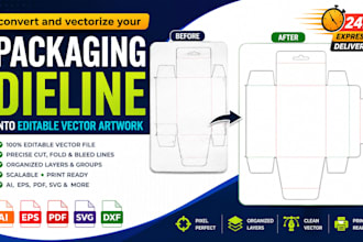 convert and vectorize your packaging dieline into editable vector artwork