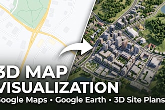 create a 3d map from your google maps location, isometric site plan, or terrain
