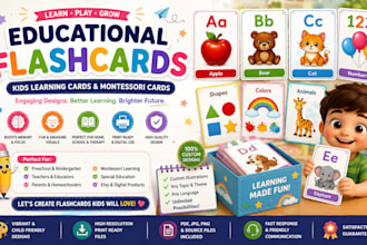 design educational flashcards, kids learning cards and montessori cards
