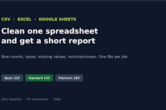 clean your CSV, excel, or google sheet and send a short report