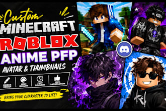 draw and sketch minecraft roblox avatar, anime pfp, discord oc avatar thumbnails