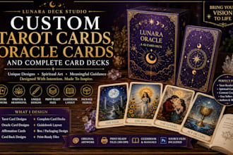 design custom tarot cards, oracle cards and complete card decks
