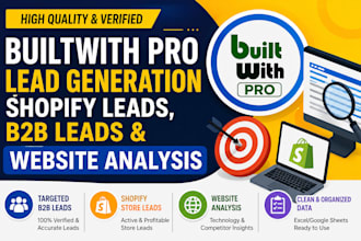 do builtwith pro lead generation, shopify leads,b2b leads and website analysis