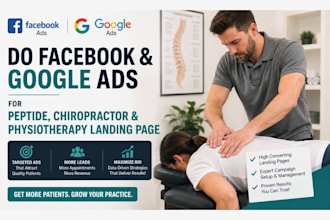 do facebook google ads for peptide chiropractor and physiotherapy landing page