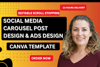 design attractive social media creative carousel post ig linkedin carousel post