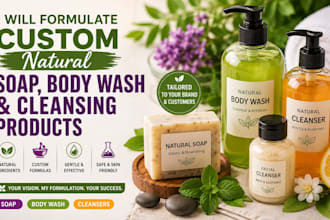 formulate custom natural soap, body wash and cleansing products