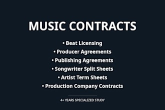 create professional music contracts and entertainment agreements