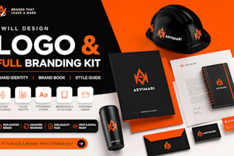 design logo, full branding kit, brand identity, brand book, brand style guide