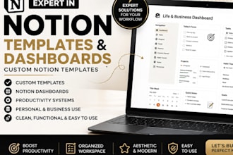 notion templates, notion dashboard, custom notion templates experts in 24hrs