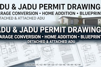 create detached adu, jadu permit drawings and garage conversion for ca,tx,wa,fl