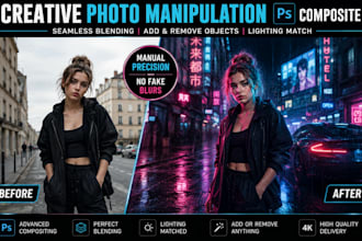 do creative photo manipulation, photoshop composite and image editing