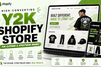 build a y2k shopify store for clothing websites, y2k streetwear shopify website
