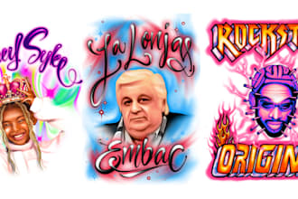 do airbrush portrait memorial in 80s 90s styles