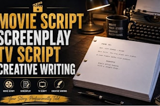 movie script writing, film screenplay script, tv script and creative writing