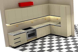 do modern 3d kitchen design and cabinetry rendering with kitchendraw