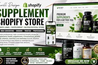 design supplement store, shopify website, private label health supplement