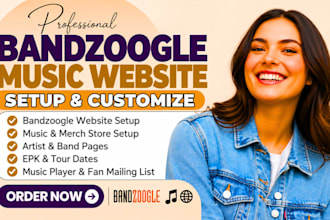 set up bandzoogle music website with merch store for artists and bands