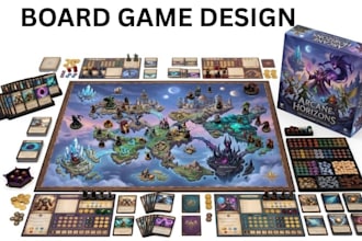 board game design, card game art, card frame design card game design rulebook