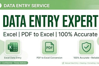 do data entry, excel and pdf to excel work