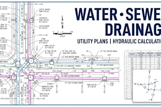 create water sewer utility, stormwater drainage plans and hydraulic calculation