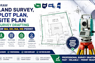 draw land survey, plot plan, site plan survey drafting for wa, oh, ma, ms permit