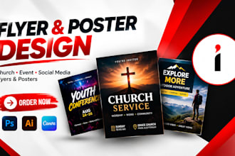 design church flyer event flyer social media flyer and poster design