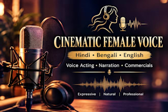 record a cinematic female voice over in bengali, hindi or english