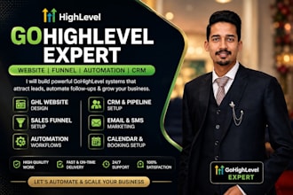 build gohighlevel website, CRM, sales funnel and automation