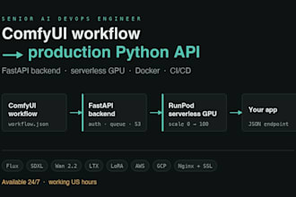 build python fastapi backend, comfyui serverless api for vibe coded apps