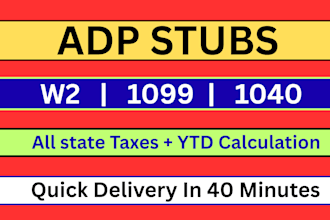 calculate payroll stubs, w2 forms , adp