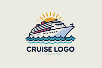 make luxury yacht cruise ship logo design