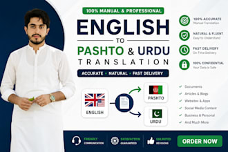 do professional english to pashto and urdu translation