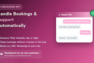 build a messaging bot for bookings and customer support