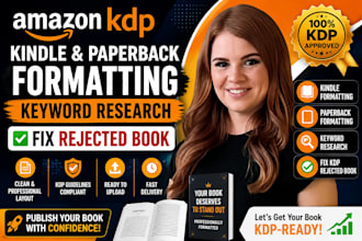 do amazon kdp kindle paperback formatting, keyword research, fix rejected book