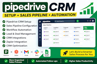 setup pipedrive CRM, sales pipeline and workflow automation