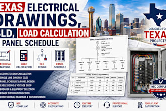 create texas electrical drawings, sld, load calculation and panel schedule