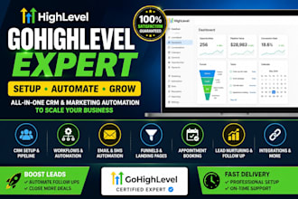 setup gohighlevel sales funnel automation, SMS email marketing and a2p expert