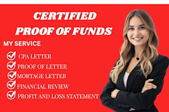 prepare proof of funds source of funds and financial verification letter
