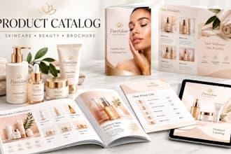 design skincare product catalog, brochure, beauty cosmetic catalog, b2b pro