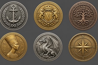 design custom 3d coin, bas relief pendant and cnc ready models