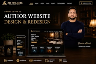 design a professional author website for writers and book authors