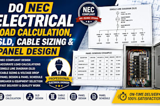do nec electrical load calculation, sld, cable sizing and panel designload calcu